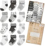 Baby Socks 12 Pairs - Non-Slip Infa