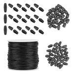 PH PandaHall Break Away ty Clasp Buckle, 30 Set Black 24mm Plastic Barrel Connectors with 10m 2mm Nylon Braided String Cords for Necklaces Bracelets Lanyards Jewelry DIY Craft Making