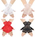 inSowni 4 Pairs Fingerless Floral Lace Wedding Gloves Opera Evening Tea Party Cosplay Costume Prom Gloves Accessories for Brides Girls Women