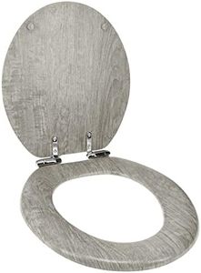 Ginsey Home+Solutions Distressed Grey Wood Round Toilet Seat 12015