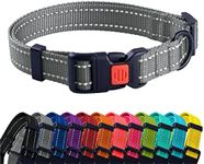 CollarDirect Reflective Dog Collar for a Small, Medium, Large Dog or Puppy with a Quick Release Buckle - Boy and Girl - Nylon Suitable for Swimming (18-26 Inch, Grey)