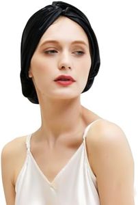 ZIMASILK 22 Momme 100% Mulberry Silk Bonnet for Sleeping & Women Hair Care, Highest Grade 6A Silk Hair wrap for Sleeping with Premium Elastic Stay On Head (1Pc, Black)