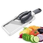 Handheld Vegetable Slicer with Adjustable Thickness, Stainless Steel Vegetable Cutter Mandoline Perfect for Salad Zucchini Carrots Onions and All Vegetables - White