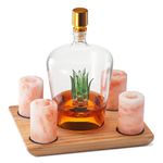 Tequila Decanter With Four Pink Himalayan Salt Shot Glasses Set, Perfect for Tequila Agave Liquor Lovers, 34 OZ Bottle, 1.6 OZ Shot Glass, Tequila, Liquor Party Decorations Cinco De Mayo (Agave)