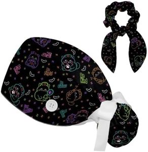 Scrub Caps for Women with Adjustable Ponytail, Fun Pattern Surgical Caps