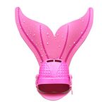 DEBAIJIA Girls Mermaid Tail for Swimming Mermaid Foot Fin Training Recreational Monofin Adults Kids Swimmable Swimsuit Swimwear Adjustable（D-F107-Pink）