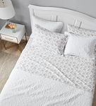 Laura Ashley - King Sheet Set, Cotton Flannel Bedding, Brushed for Extra Softness & Comfort (Rosalie Grey, King)