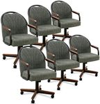 Chromcraft Forest Green Swivel Dining Chairs with Casters, Set of 6 – Luxury Upholstered Kitchen & Dining Room Chairs with Arms, Ergonomic Tilt & Swivel Comfort - CM188YWZ