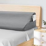 Cushore Queen (60”x10”x6”) Bed Wedge Pillow Larger for Sleeping, Mattress Gap Filler (0-6”), Patented Ergonomic Contour Designed Headboard Pillow, Triangle Pillow Wedge (Gray)