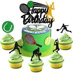 26Pcs Tennis Thematic Cake Decoration Tennis Happy Birthday Cake Toppers Glitter Tennis Man Cupcake Toppers Mens' Tennis Player Silhouettes for Tennis Sport Theme Baby Shower Birthday Party Supplies