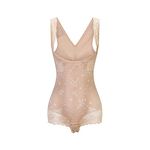 KSKshape Seamless Body Shaper Open Bust Shapewear Tummy Slimmer Bodysuit for Women , Beige, (Fits waist25-26inch) Large