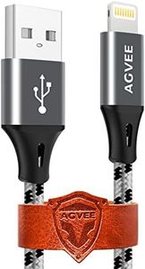 AGVEE [3 Pack 3ft Short Lightning Cable, Braided Reinforced End Tip for iPhone Charger Cord Charging Data Wire for iPhone 11 Pro Max X XS XR, 5 6 6S 7 8 10, iPad, Case Friendly, Gray