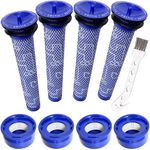 8 Pack Vacuum Filter Replacement Kit for Dyson V7, V8 Animal and V8 Absolute Cordless Vacuum, 4 Post Filter, 4 Pre Filter, Replaces Part # 965661-01 & 967478-01