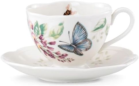 Lenox Porcelain Meadow Cup and Saucer, 1.3 LB, Blue Butterfly