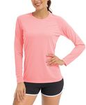 TACVASEN Running Top Womens Long Sleeve Tops Casual UV T Shirt Sun Protect Walking Shirts Ladies Running Sport Outdoor T-Shirt Summer UPF Base Layer Pink