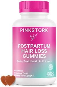 Pink Stork Postpartum Hair Loss Gummies: Hair Skin and Nails Vitamins, Postnatal Vitamins, Biotin for Hair Regrowth + Strengthening, Postpartum Essentials for Moms, Women-Owned, 60 Strawberry Gummies