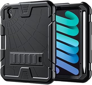 JSUSOU iPad Mini 6 Case Cover for Kids 2021 with Kickstand | iPad Mini 6th Generation Case 8.3 inch with Pencil Holder | Heavy Duty Rugged Mini6 Cover Case for A2567/A2568/A2569 Kids Boys Girls Black