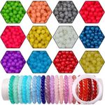 Tdas 400 Pieces 8 mm Round Glass Beads for Jewellery Making kit, 12 Colors Crystal Beads for Bracelets Pearl moti DIY Craft Charms Materials Set with one Crystal Strings roll (8 MM Multicolors)