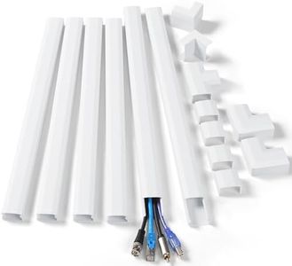 102in Wall Cable Hider, Cord Hider to Hide 3-4 Cords, TV Wire Hider for Wall, Cable Management Kit, Cable Raceway White, Paintable Cable Concealer, 6 x L17in x W1.2in x H0.6in