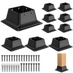 4x4 Post Base (Internal 3.5x3.5 Inch) with Screws Heavy Duty Powder-Coated Steel Post Bracket Fit for 4"x4" Wood Post, Decking Post Base for Deck Porch Handrail LJJDZ6x3.53x2.46LZDZ JWH (10)