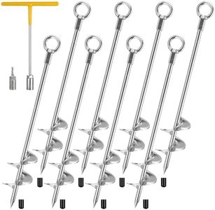 30" Ground Anchors Screw in, 8 Pack Fully Welded Heavy Duty Swing Set Ground Anchor Kit, Trampoline Earth Stakes Auger Anchors for Sheds, Trampoline, Mobile Home, Tent, Hurricane Tie-Downs