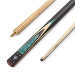 Jonny 8 Ball 2pc GREEN MARBLE Matching Ash Centre Joint Snooker and English Pool Cue with 9mm Tip