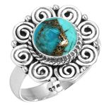 Copper Blue Turquoise Women Jewelry 925 Sterling Silver Ring Size 19 (99088_CBT_R10)