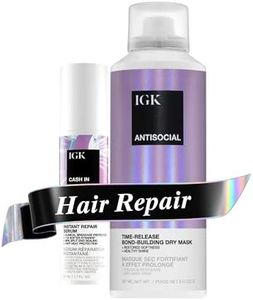 IGK Bond-Building Repair Set | ANTISOCIAL Bond-Building Dry Hair Mask + CASH IN Instant Repair Serum | Repair + Protect + Soften | Vegan + Cruelty Free