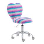 Wahson Children Study Desk Chair in Faux Fur Kids Swivel Chair Height Adjustable, Computer Chair for Girls Bedroom (Rainbow)