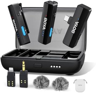 BOYALINK 2 Upgrade Wireless Lavalier Microphone,Dual Channel Clip on Wireless Lapel Mic,Noise Reduction,30H Runtime,300M Range,3-in-1 Adpter Receiver for iPhone Android Camera Video Audio Record
