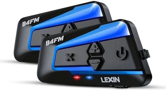 LEXIN B4FM Motorcycle Bluetooth Headset, 10 Riders Helmet Bluetooth Intercom, Universal IP67 Communication Systems with Music Sharing, Noise Cancellation, FM Radio, Fit for Snowmobile, 2 Pack