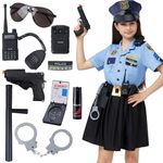 Spooktacular Creations Halloween Girls Police Officer Costume, Cop Costume Accessories for Kids Role-Playing, Dress-Up Party, Blue, Large (10-12yr)