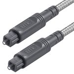 EMK Digital Optical Audio Cable Toslink Cable - [Cotton Braided Jacket,Durable and Flexible] Fiber Optic Cord for Home Theater, Sound bar, TV, PS4, Xbox & More(2M, Optic Cable Gray)