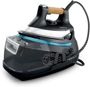 Rowenta, Iron, Ultimate Steam Pro Stainless Steel Soleplate Professional Steam Station for Clothes, 1800 Watts, 1.3L Removable Tank, Boiler Technology, Fast Heat Up, Black Clothes Iron, DG8668