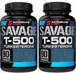 Savage T-500 Turkesterone Capsules | 500mg Ajuga Turkestanica Extract with Hydroxypropyl-Beta-Cyclodextrin Complexed for Enhanced Bioavailability (Pack of 2)