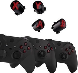 eXtremeRate ABXY Buttons for Xbox Elite Controller Series 2, Elite Serie 1 Replacement Parts, Three-Tone Action Buttons for Xbox Series X/S, for Xbox One S/X Controller-Black & Clear & Carmine Red
