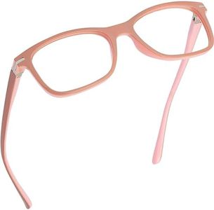 Readerest Blue Light Blocking Reading Glasses, Spring Hinges, UV Protection (Beige/Pink, 0.00)