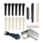 12pcs Acoustic Guitar Bridge Pins Pegs and 2 Set Saddle Nut with 1pc Bridge Pin Puller Remover, Ivory & Black-Jinlop