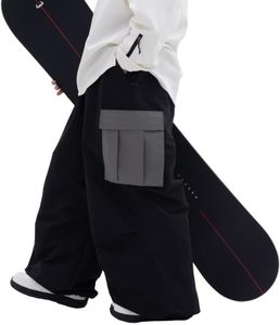 SNOWVERB Womens Mens Super Baggy 15K Waterproof Ski Snowboard Pants Mountain Freestyle Insulated Windproof Snow Pants Black