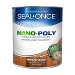 Seal-Once Nano+Poly Penetrating Wood Sealer with Polyurethane - Premium Waterproof Sealant - 1 Gallon & Bronze Cedar