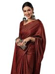 AKHILAM Women's Woven Design Zari Work Banarasi SIlk Saree With Unstitched Blouse Piece (Maroon_SOHNA2002)