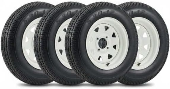 4PCS 5.30-12 5.30x12 530-12 5.30-12 Trailer Tire with 12 in Rims, 4 Pack 5.30 12 Tires 4 Lug on 4 in, Load Range c, 6PR, Muti Function Lawn Mower & Tractor Turf & Boat Tire