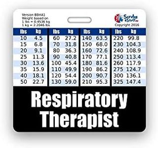 Respiratory Therapist Badge Buddy Horizontal w/Height & Weight Conversion Charts (Standard, Black)