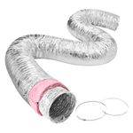 VEVOR Dryer Vent Hose, 8'' Insulated Flexible Duct 25FT Long with 2 Duct Clamps, Heavy-Duty Three Layer Protection for HVAC Heating Cooling Ventilation and Exhaust, R-6.0 Flame Resistance Value