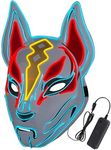 Diximus Halloween Masks - Fox Drift Mask - LED mask - Light up Mask for Halloween Cosplay Game Party Props – Mask for Man Woman Boys Girls Red White