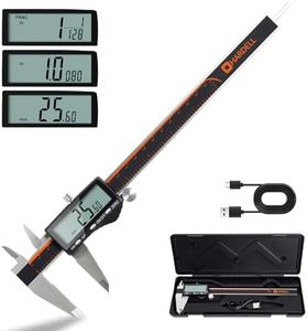 HARDELL Digital Caliper, Rechargeable 0-8 Inch Calipers Measuring Tool with Large LCD Screen, Inch/MM/Fraction, Stainless Steel, Auto-Off, Vernier Caliper Digital Micrometer