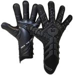 Renegade GK Apex Black Professional Strapless Goalie Gloves | 4mm EXT Contact Grip | Black Soccer Goalkeeper Gloves (Size 10, Adult, Evo Negative Cut, Level 5.5)