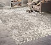 LaDole Rugs Grey Ivory Textured Modern Rustic Area Rug | Large Carpet for Living Room, Bedroom, Kitchen, Dining, Home Office Flor Décor | 8x10 ft