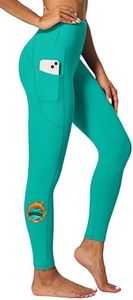 IUGA Fleece Lined Leggings with Pockets for Women Thermal Leggings for Women High Waisted Yoga Pants Winter Workout Leggings Aqua Green