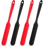 FS COOL Set of 4 Silicone Spatula - Heat Resistant Kitchen Jar Spatulas, Perfect for Baking, Mixing,Icing Cakes and Spreading Peanut Butter, BPA Free and Dishwasher Safe, Icing Spatulas (Black+Red)